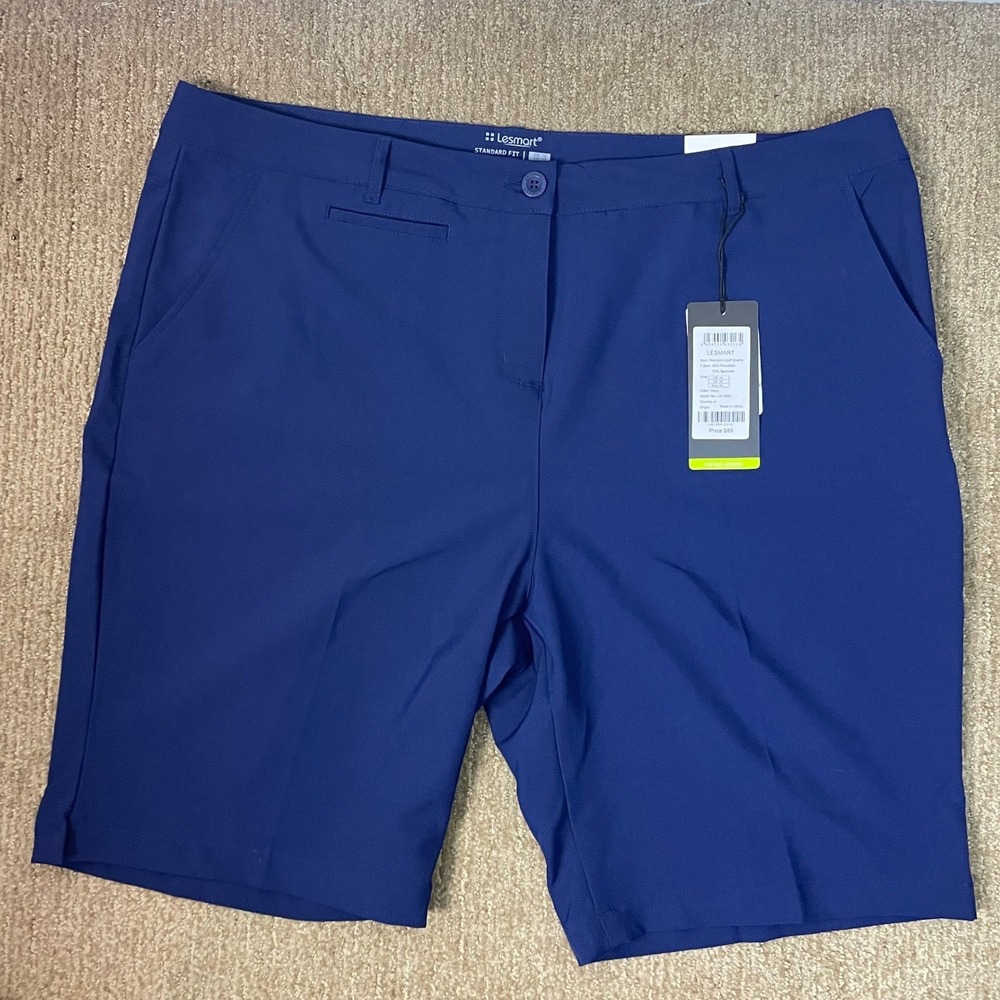 NWT Lesmart Womens Standard Fit Golf‎ Series Royal Blue Stretch Shorts 16